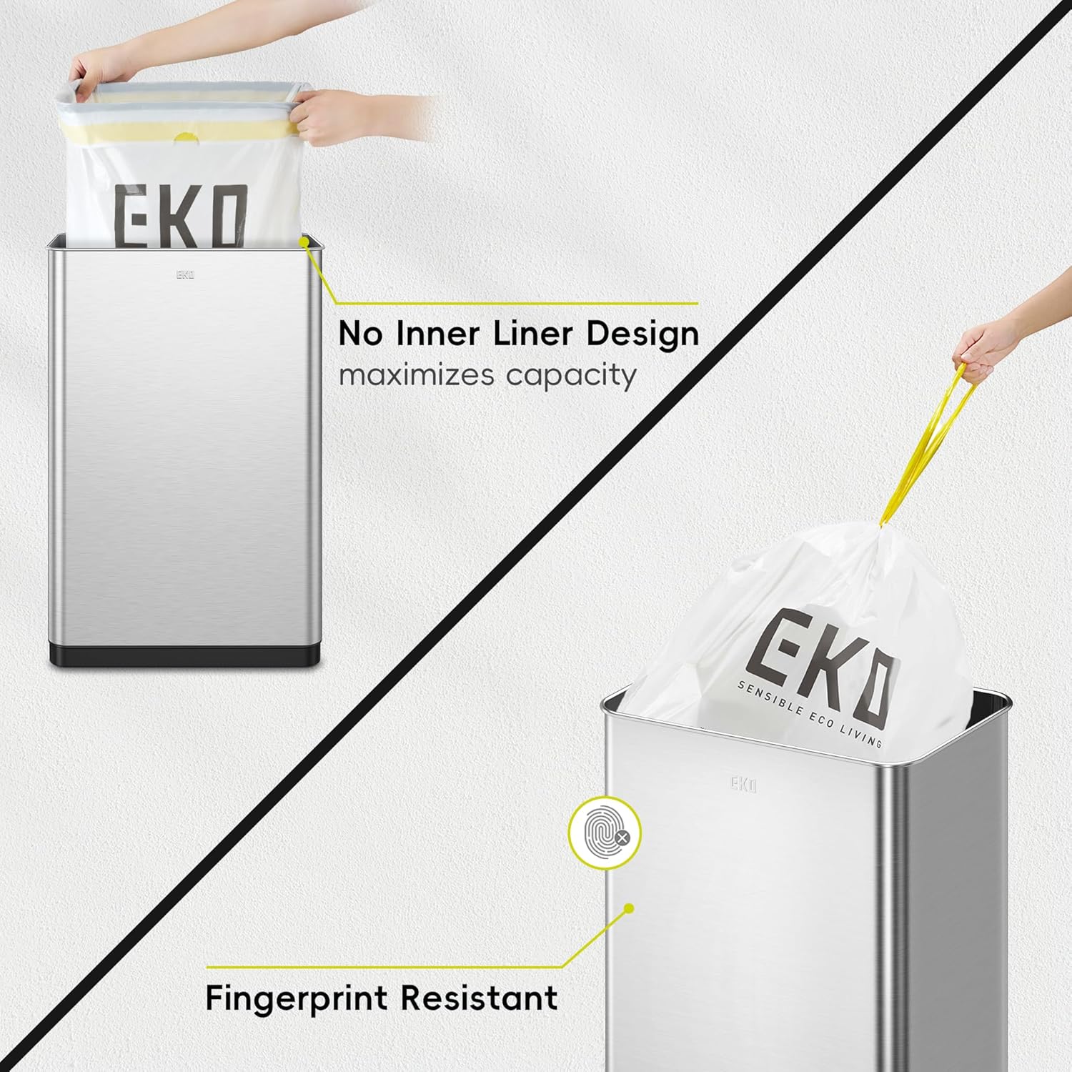 EKO Mirage X 80 Liter / 21.1 Gallons Motion Sensor Trash Can, Automatic Large Kitchen Trash Can Touchless, Stainless Steel - Image 9