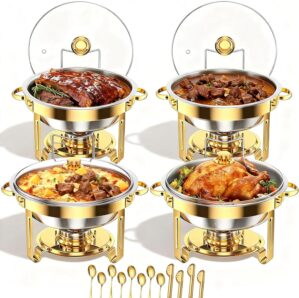 4 Pack Gold Round Chafing Dishes fo...
