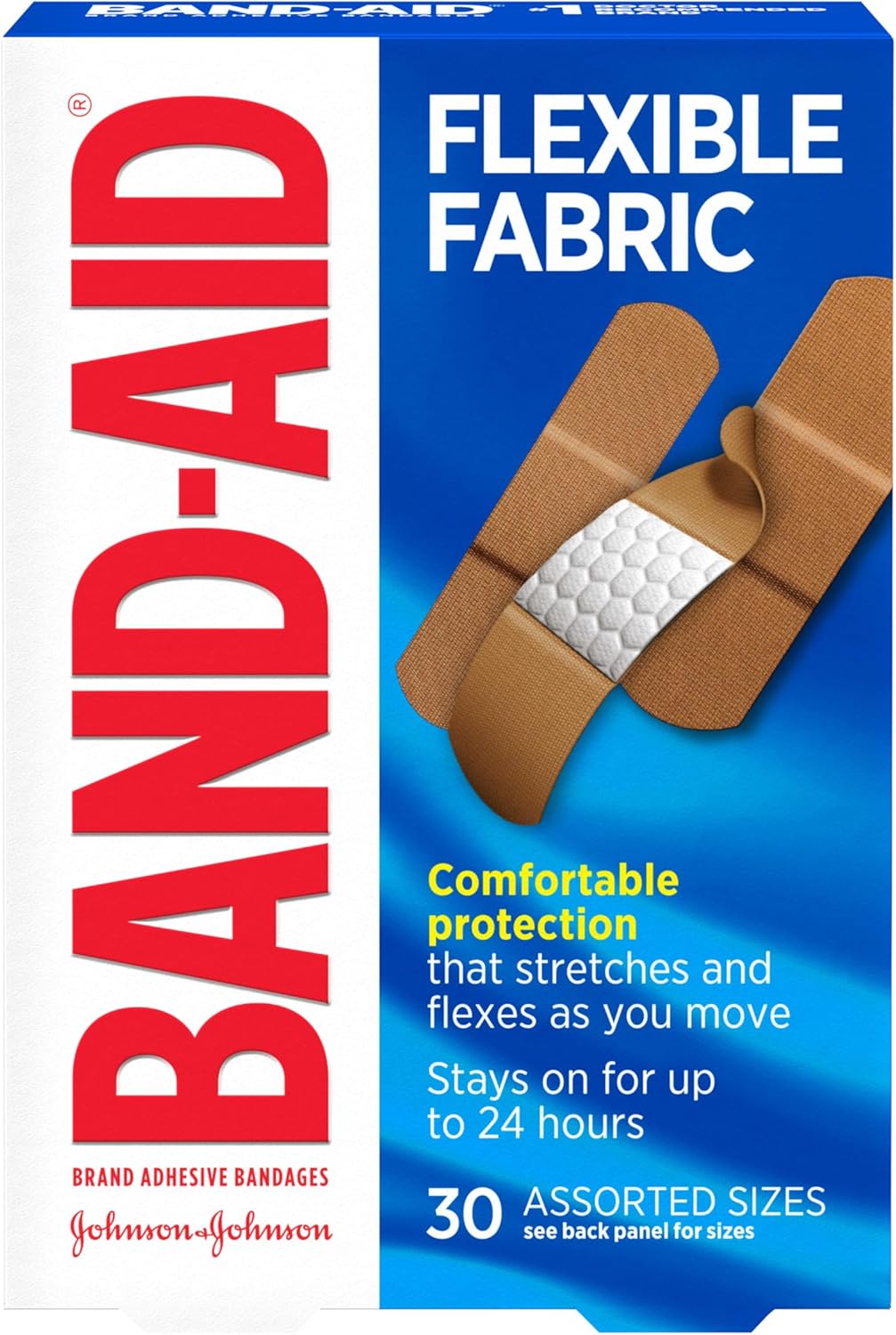 Band-Aid Brand Flexible Fabric Adhesive Bandages, Comfortable Sterile Protection & Wound Care for Minor Cuts & Burns, Quilt-Aid Technology to Cushion Painful Wounds, Assorted Sizes, 30 ct - Image 6