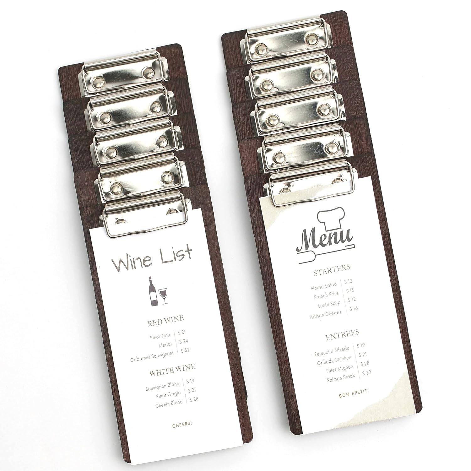 Olbia 10-Pack Wood Check Presenters for Restaurants, Server Book, Menu Holder for Cafes, Wooden Clip Board, Cute Waitress Book Organizer, Server Note Pads, Guest Check Book 8" x 4" (Walnut) - Image 4