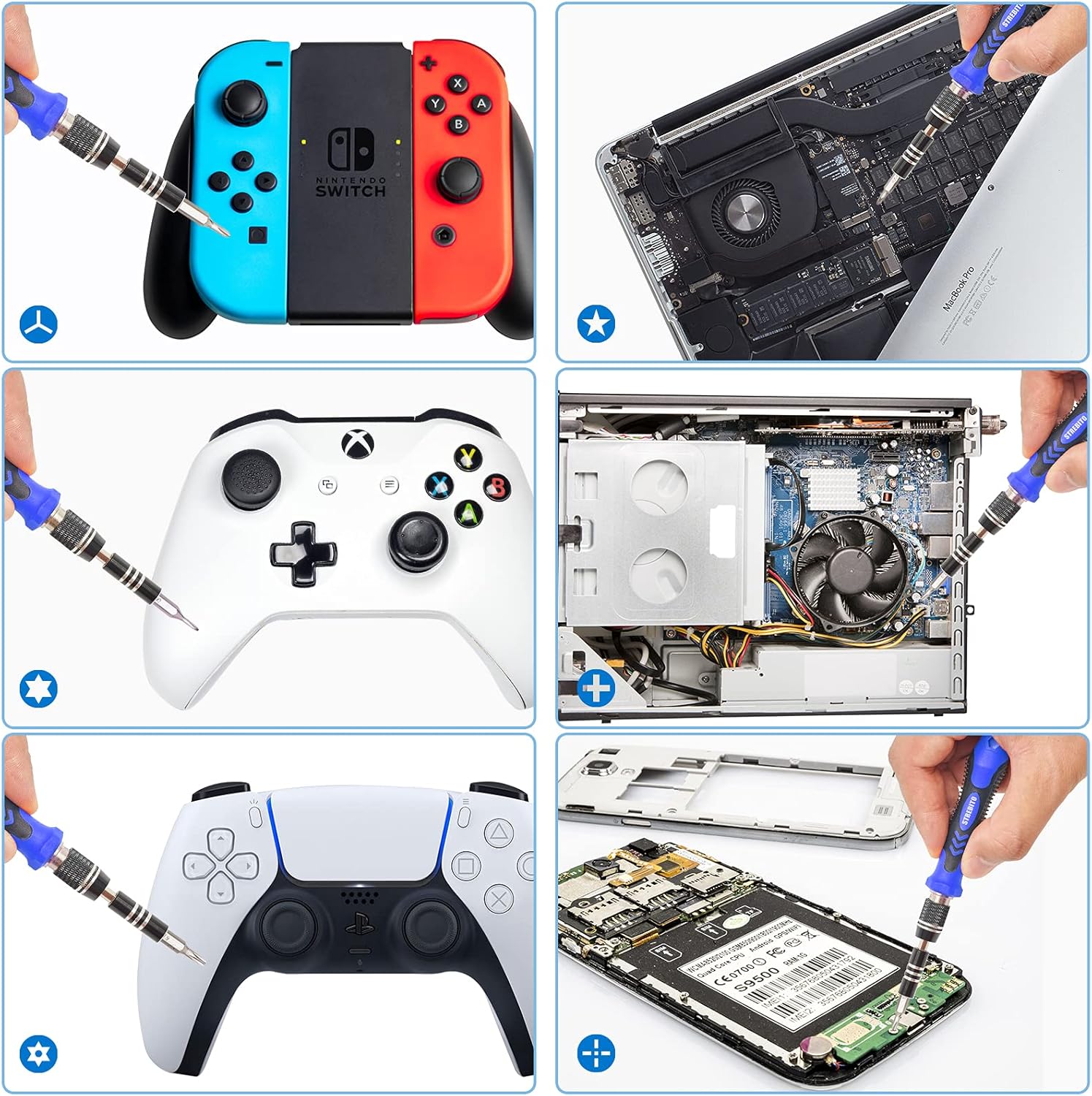 STREBITO Precision Magnetic Screwdriver Set 124-Piece Electronics Tool Kit with 101 Bits, for Computer, Laptop, Cell Phone, PC, MacBook, iPhone, PS4, PS5, Xbox Repair - Image 5