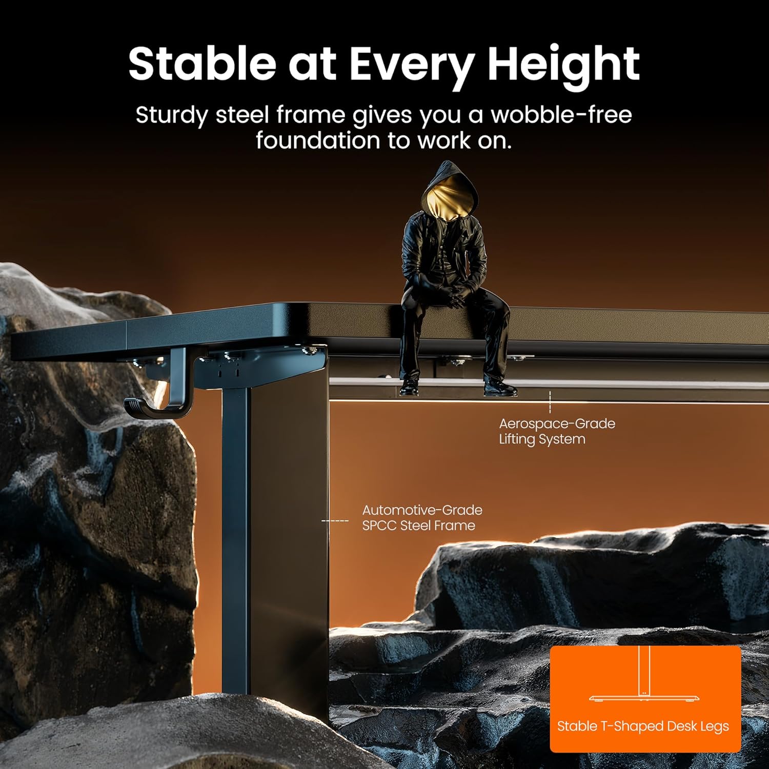 ErGear Height Adjustable Electric Standing Desk, 47.2 x 23.6 Inches Sit Stand up Desk, Memory Computer Home Office Desk (Black) - Image 5