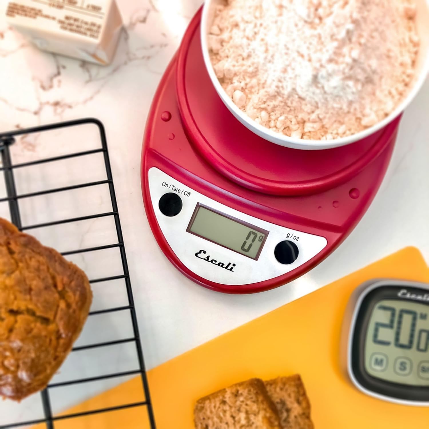 Escali Primo Digital Food Scale Multi-Functional Kitchen Scale and Baking Scale for Precise Weight Measuring and Portion Control, 8.5 x 6 x 1.5 inches, Warm Red - Image 5