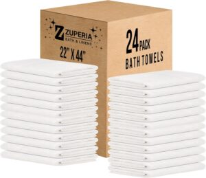 ZUPERIA White Bath Towels Bulk 24 P...