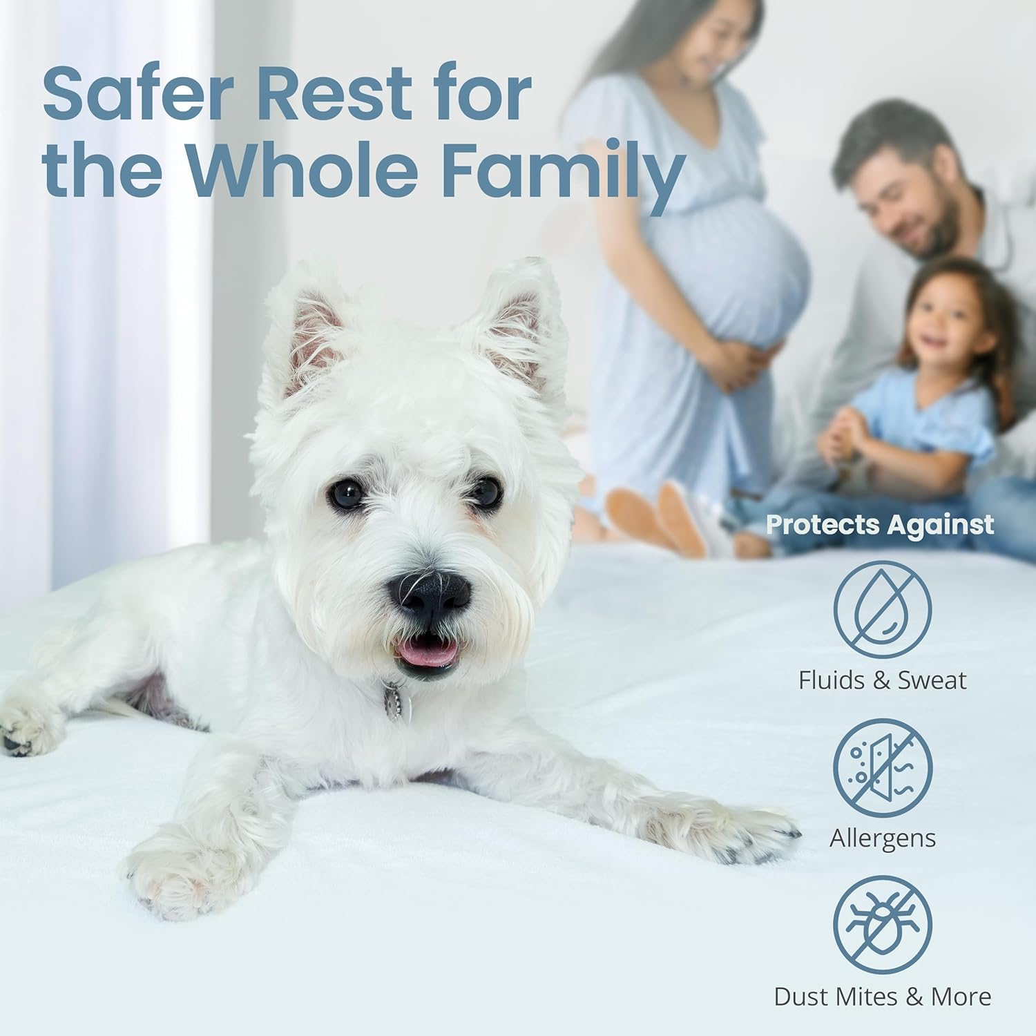 SafeRest Waterproof Queen Size Mattress Protector - Fitted with Stretchable Pockets - Machine Washable Cotton Blend Mattress Cover for Bed - Image 5
