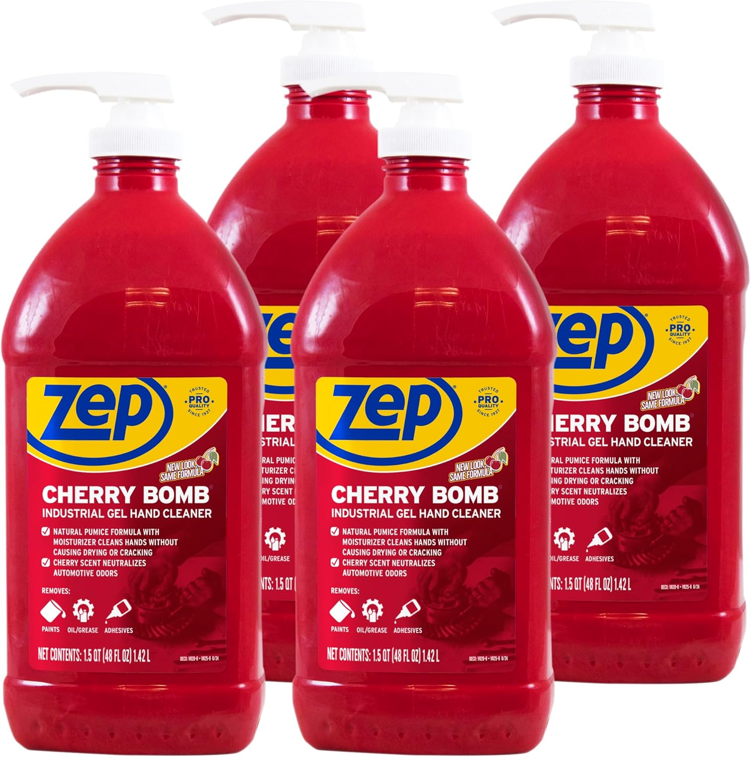 Zep Cherry Bomb Hand Cleaner 48 oz (Case of 4) - Volcanic Rock and Emollients - Perfect for mechanics and DIY'ers