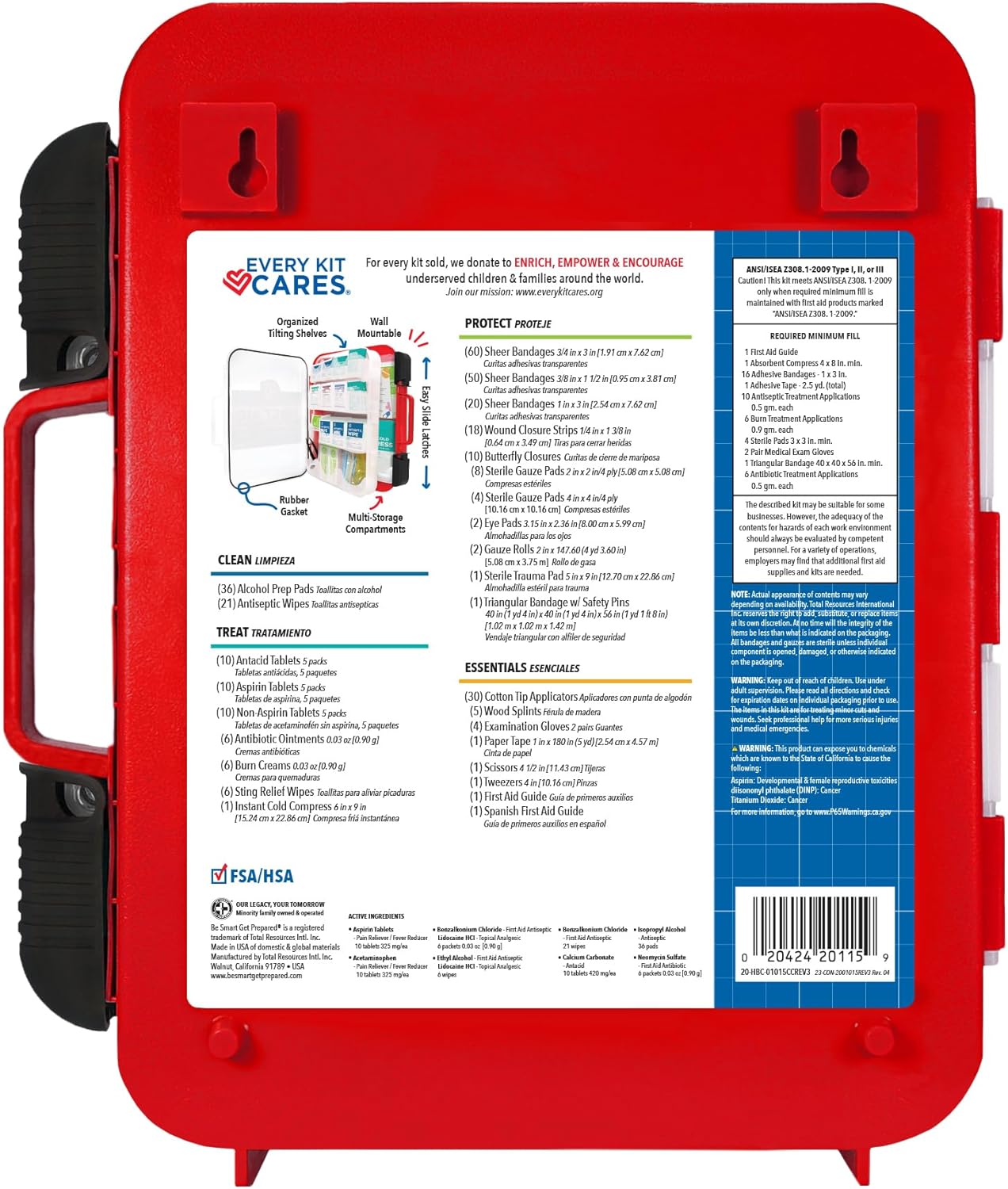 Be Smart Get Prepared First Aid Kit Hard Red Case 326 Pieces Exceeds OSHA and ANSI Guidelines 100 People - Office, Home, Car, School, Emergency, Survival, Camping, Hunting and Sports (20HBC01015REV3) - Image 3