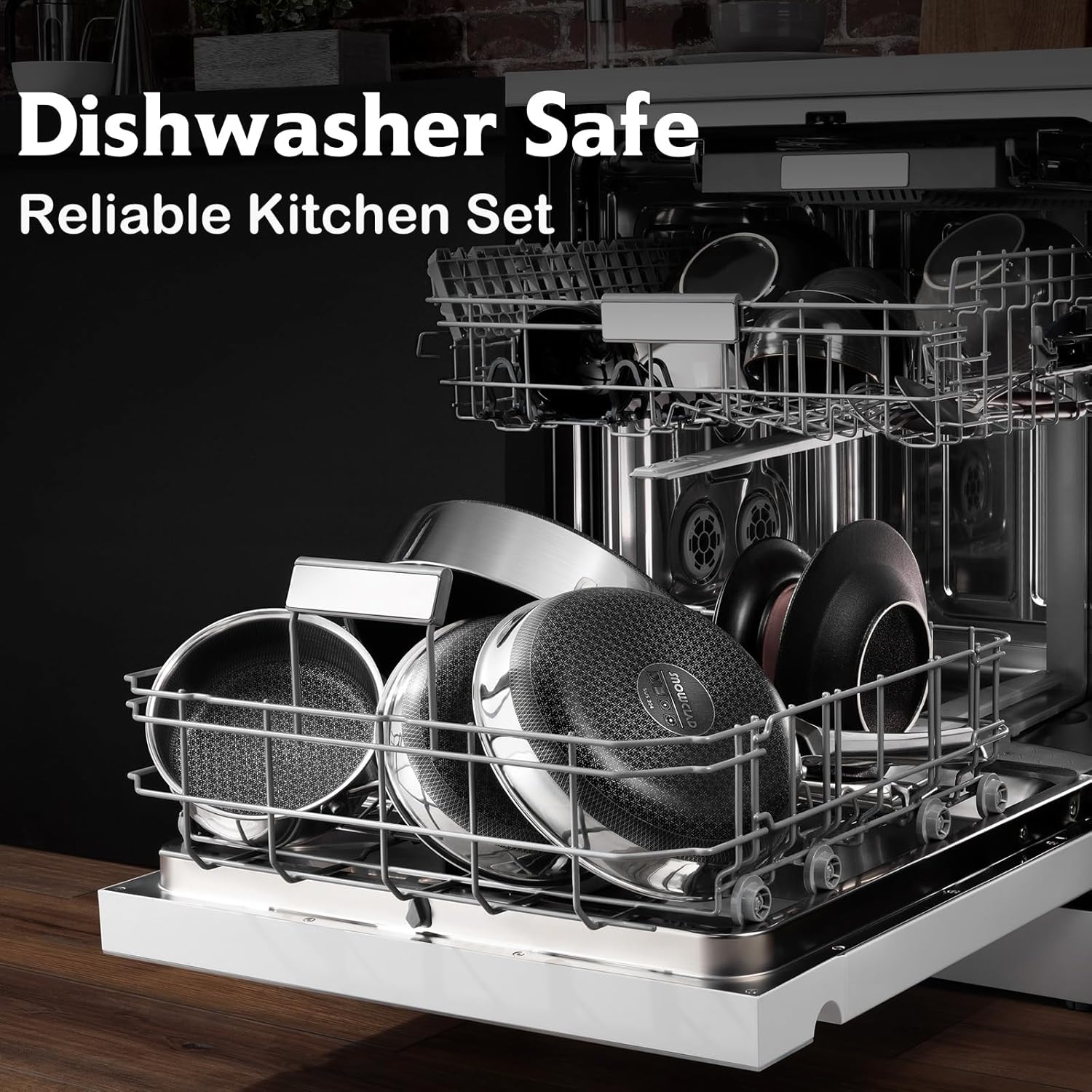 Pots and Pans Set Non Stick, 10 Pcs Hybrid Stainless Steel Cookware Sets, Non Stick Frying Pans, Saucepans, Saute Pan & Stock Pot, PFOA Free Kitchen Skillet,Induction Compatible - Image 6