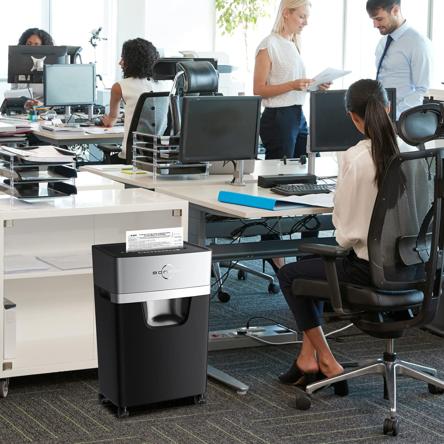 BONSEN 16-Sheet Heavy Duty Paper Shredder for Office, 60-Minute Running Time Cross-Cut CD Shredder with 60dB Low-Noise, 5.3-Gallon Pull Out Bin, Anti-Jam & Quiet Shredder for Home Office (S3102) - Image 6