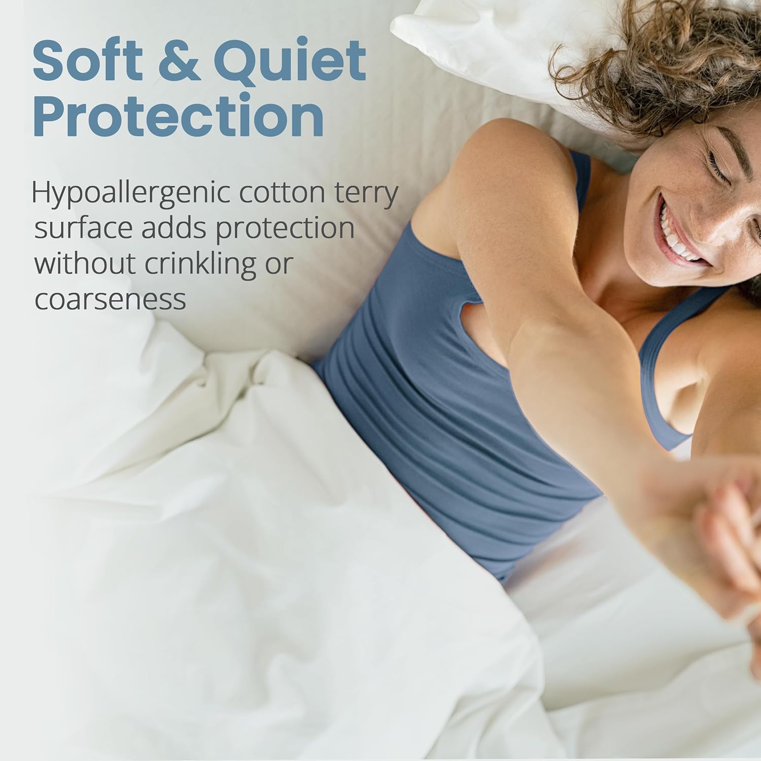 SafeRest Waterproof Queen Size Mattress Protector - Fitted with Stretchable Pockets - Machine Washable Cotton Blend Mattress Cover for Bed - Image 3