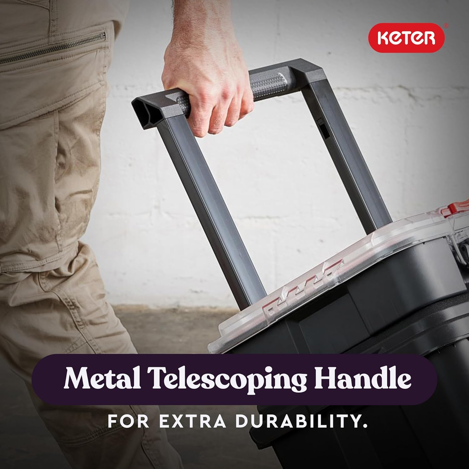 Keter Stack-n-Roll Modular Tools Organizer for Garage Storage and DIY, 3 Piece Resin Rolling Tool Box System for Small Parts, Black - Image 6