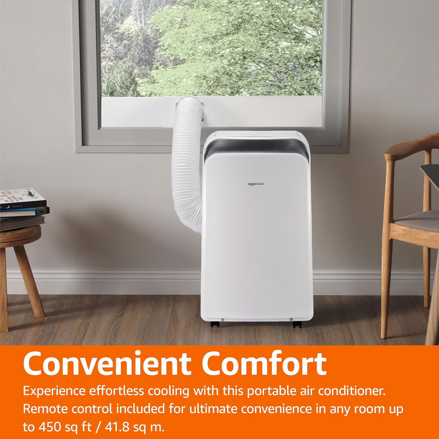 Amazon Basics 3-In-1 Portable Air Conditioner with Remote, Timer, Sleep Mode, Auto Swing, Dehumidifier, 10000 BTU (ASHRAE)/6000 BTU (SACC), Cools Bedroom Up to 450 Sqf, White - Image 6