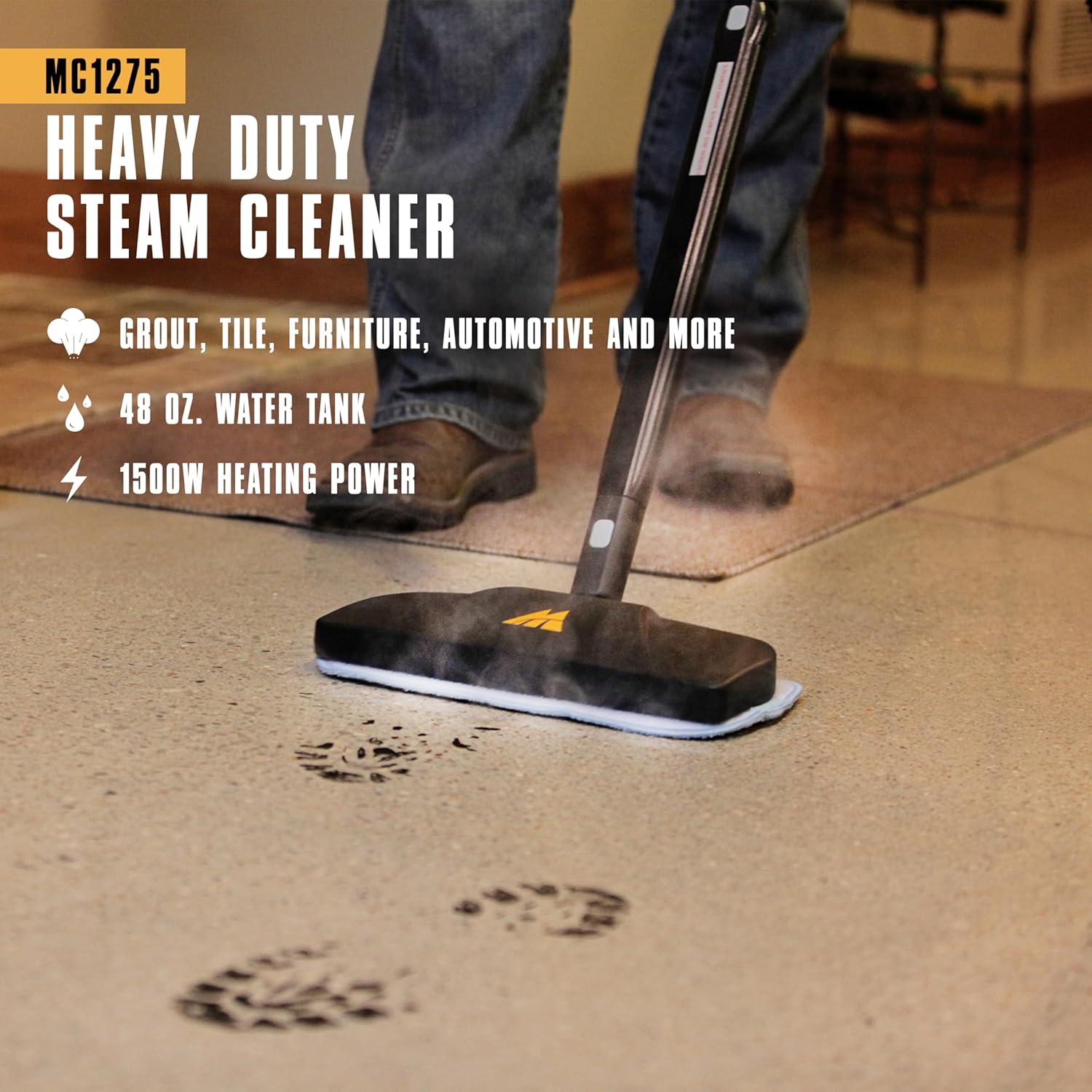McCulloch MC1275 Heavy-Duty Steam Cleaner, 45 Minute Runtime, 18 Accessories: Mop Head, Brushes, & More - Built for Home, Tile, Grout, Carpet, Furniture, & Personal Car Detailing - Image 2