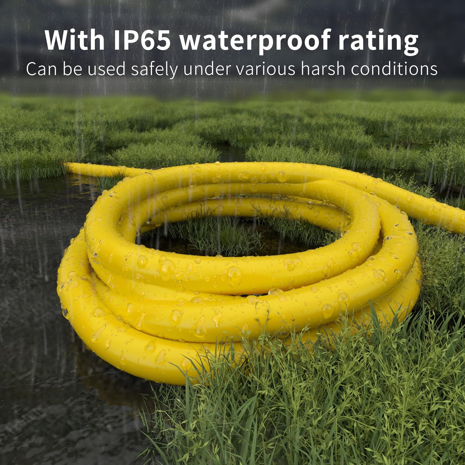 HUANCHAIN 12 Gauge Heavy Duty Outdoor Extension Cord 25 ft Waterproof with Lighted end, Flexible Cold-Resistant 3 Prong Electric Cord Outside, 15Amp 1875W 12AWG SJTW, Yellow, ETL - Image 4