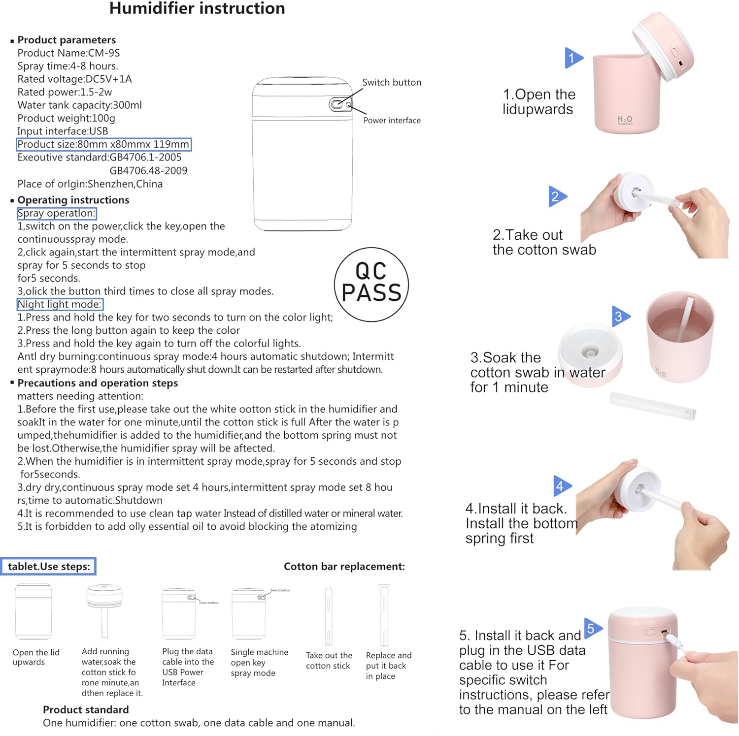 Portable Mini Humidifier, Colorful, Cool Mist, USB Powered. Perfect for Bedroom, Office & Car (300ml, White) - Image 8