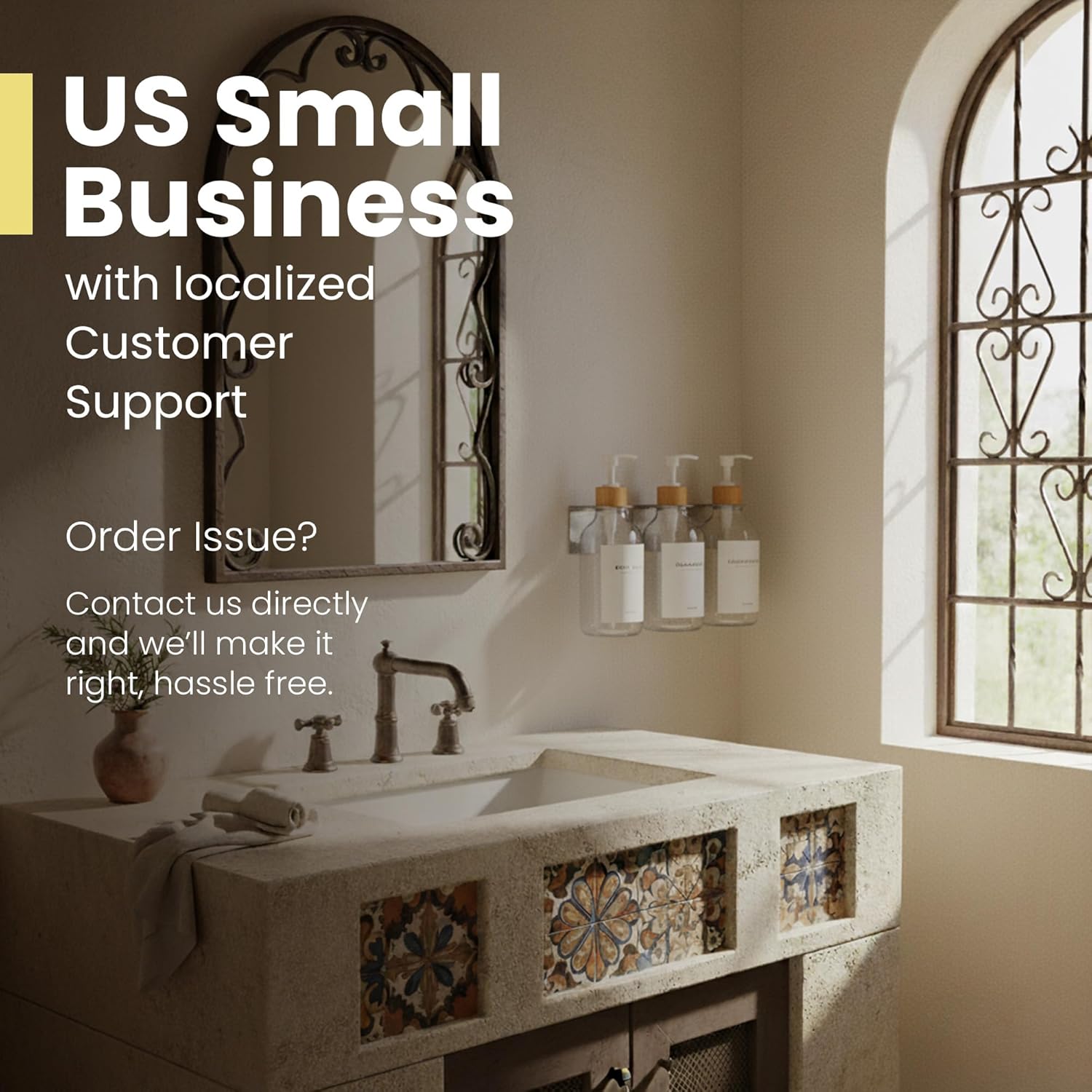 MaisoNovo Shampoo and Conditioner Dispenser - Shower Soap Dispenser Wall Mounted - 16.9 fl oz Set of 3 Clear Plastic Bottles White Bamboo Pump - Shampoo Dispenser, Shower Dispenser 3 Chamber No Drill - Image 3