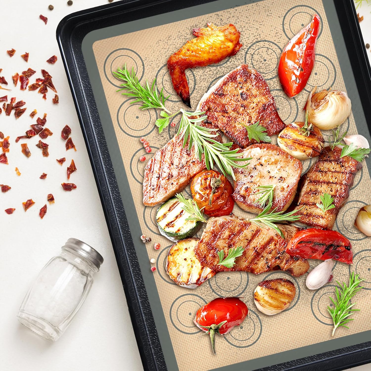 Silicone Baking Mat Set of 6, Silicone Mats for Baking, Baking Sheets Non Stick for Macaron, Cookie, Pizza, Bread and Pastry, Baking Supplies for Oven, Food Grade Reusable - Image 2