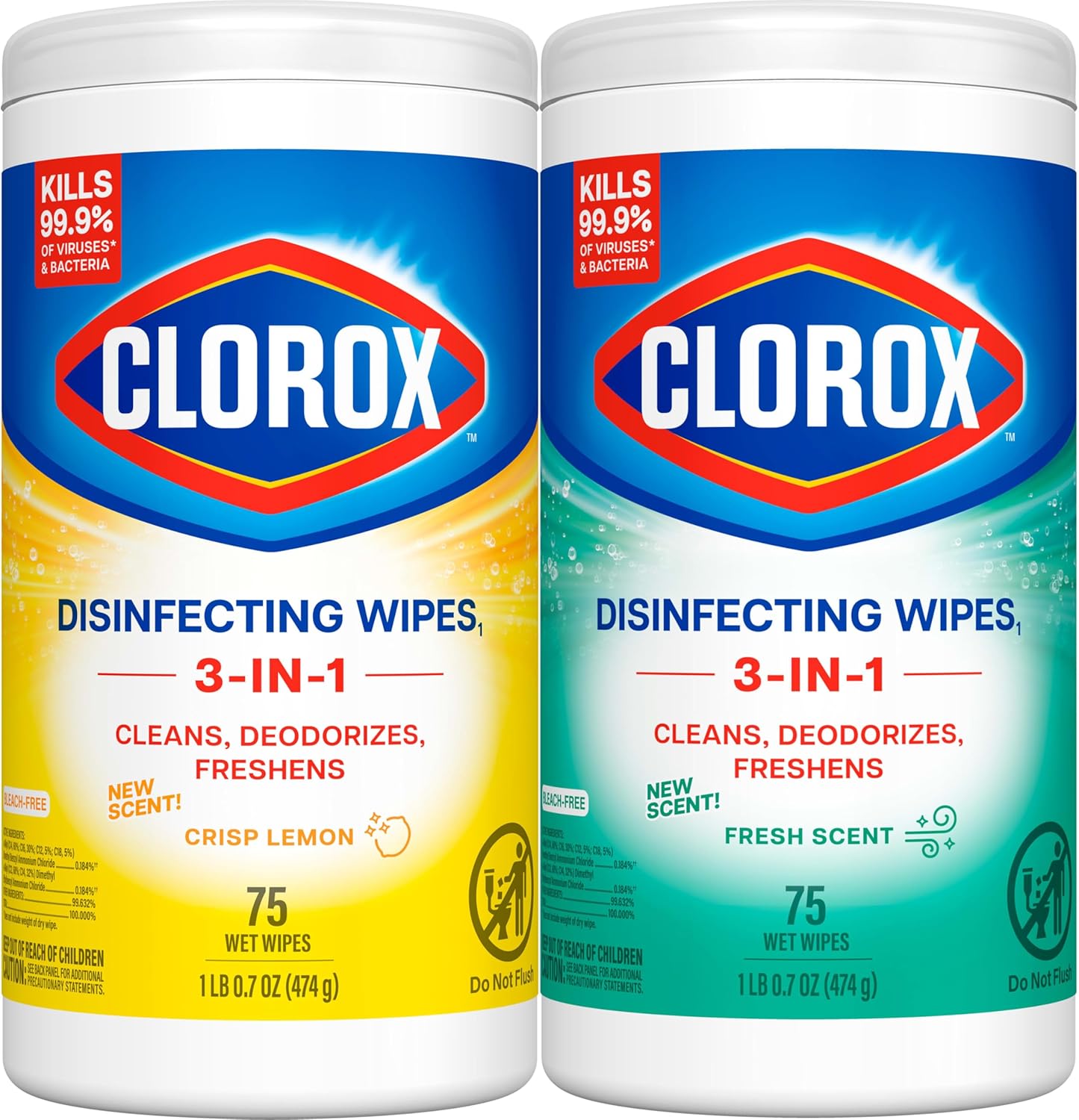 Clorox Disinfecting Cleaning Wipes Variety Pack, 75 Count Each, Pack of 2 (Package May Vary) - Image 7