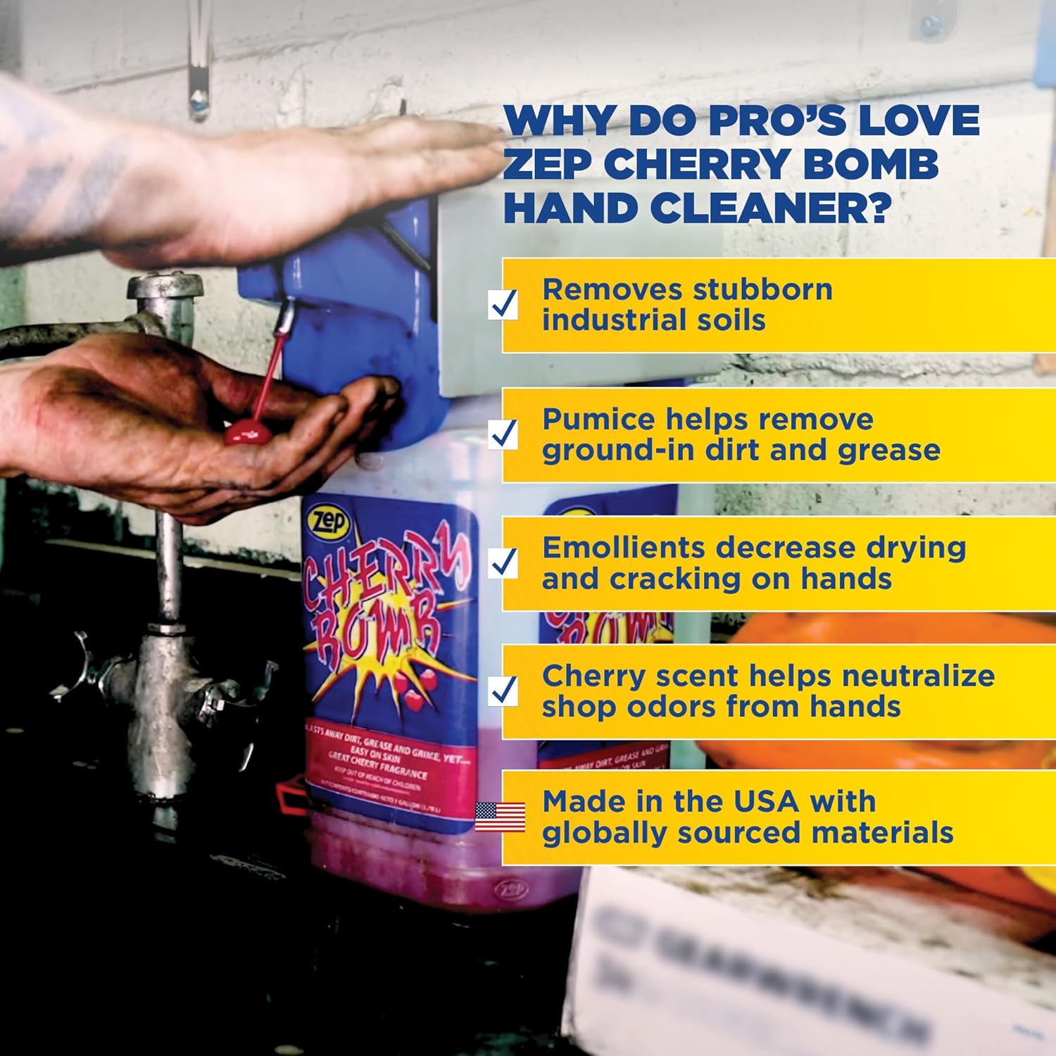Zep Cherry Bomb Hand Cleaner - 1 Gallon (Case of 4) 95124 - Removes Stubborn Industrial Soils Such As Grease, Tar, Carbon, Asphalt, Inks, Resins, Paints and Adhesives - Image 4