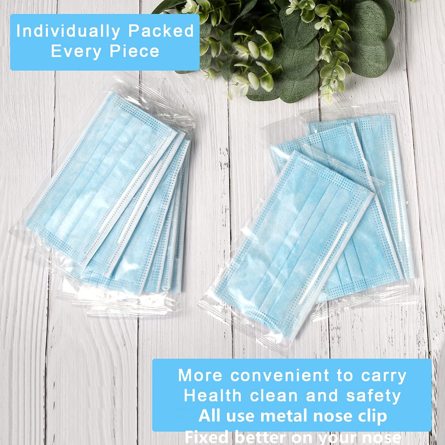 Disposable Face Mask 50 Pack Individually Packaged Wrapped Protection For Adults 3-layer Filter Safety Face Masks - Image 2