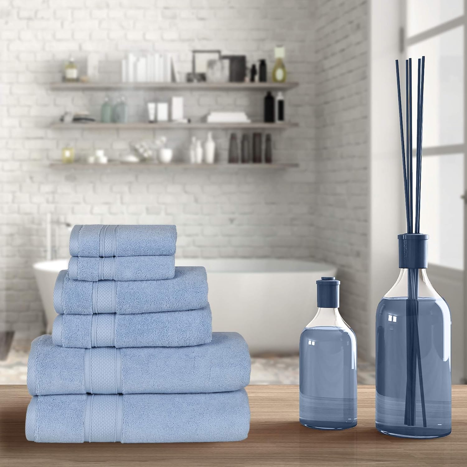 NOVA Luxury Linen - Hotel Quality Turkish Towel Set for Bathroom (6 Pcs Towel Set, Sky Blue) - Image 5