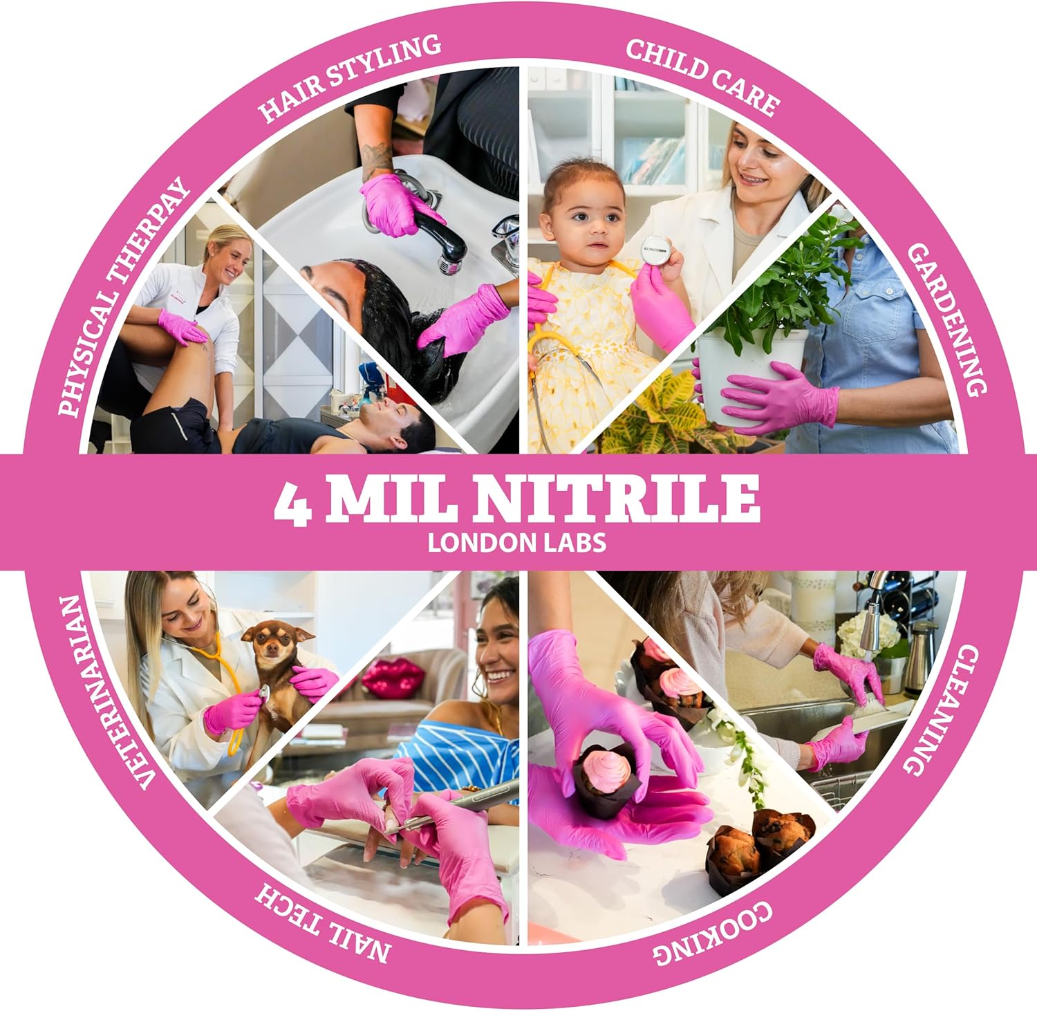 4 Mil – Fuchsia Pink Nitrile Gloves – Disposable Latex Free & Powder Free– Chemical Resistant, Pink Rubber Gloves - Image 6
