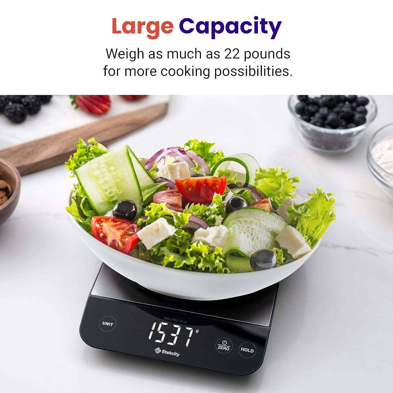 Etekcity Digital Food Kitchen Scale, Grams and Oz for Weight Loss, Baking and Cooking, 0.05oz/1g Precise Graduation,5 Weight Units, IPX6 Waterproof, USB Rechargeable,304 Stainless Steel-Silver, 22lb - Image 6