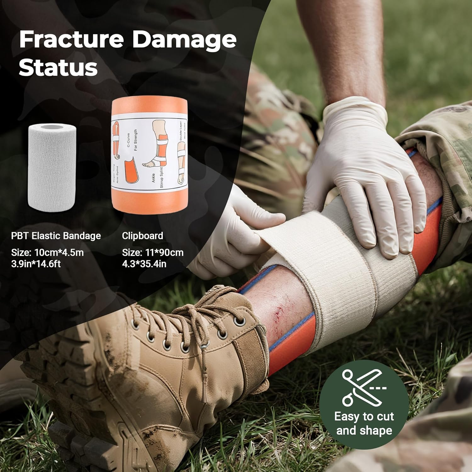 IFAK Trauma Kit with Tourniquet, 6-Inch Israeli Bandage, Splint, Tactical First Aid Kit for Car, Camping, Hiking and Travel with Molle Bag (Stellar Black) - Image 4