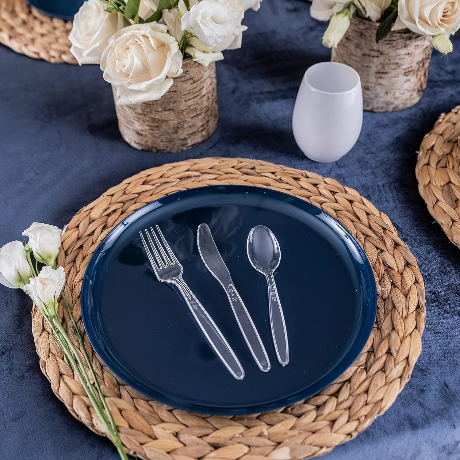 Party Bargains Disposable Cutlery set, SAPPHIRE Design, Clear Color, 360 Pieces: 180 Forks, 120 Spoons, 60 Knives - Image 2