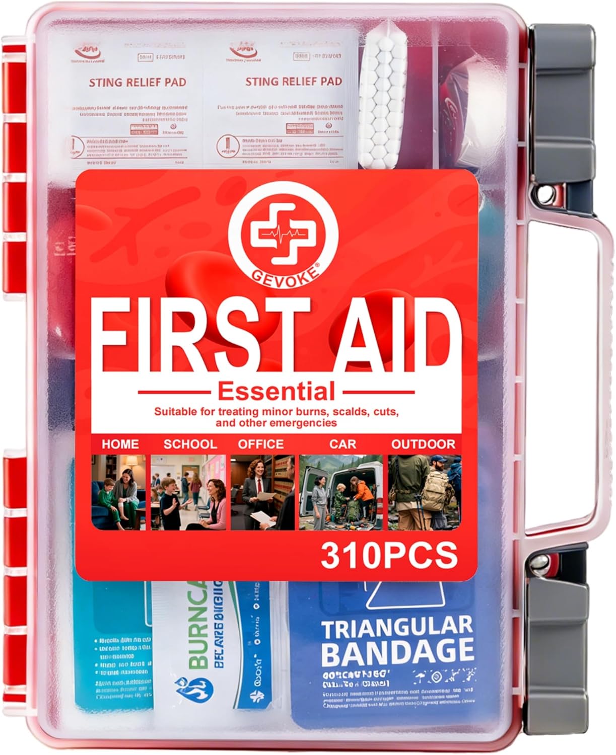 Professional First Aid Kit - 310 Piece HardCase Medical Kit for Home, Car, Camping, Travel, Hiking, Truck, Office, Sports, Vehicle & Outdoor Emergencies