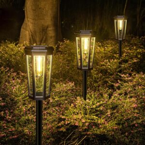 Solar Pathway Lights 6 Pack, 2 Mode...