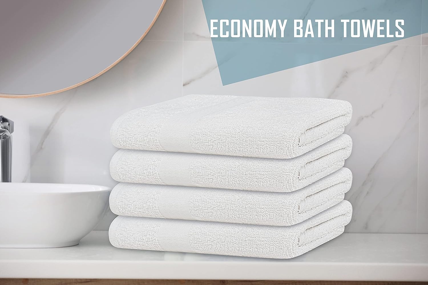 (Pack of 60 White Bath Towels Bulk 20x40 Inches -100% Cotton Economy Cheap Bath Towels for Commercial Uses, Gym, Salon, Spa & Hair -Lightweight Bath Towel Quick Drying -Bath Towel Sets Bulk - Image 7