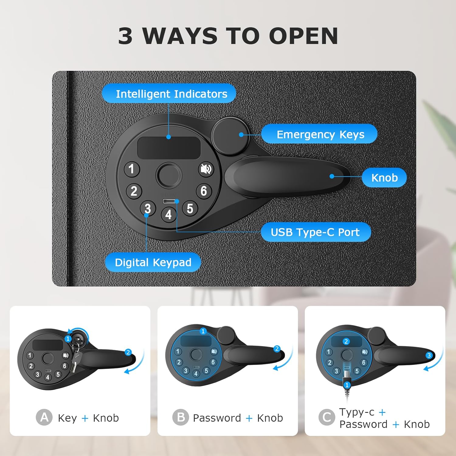 Bonsaii Safe, 0.6 Cubic Safe Box with Electronic Keypad, Removable Shelf, for Valuables Jewelry and Documents in Home, Hotel, or Business, 9.84" x 13.78" x 9.84" Inches, SF002 - Image 4