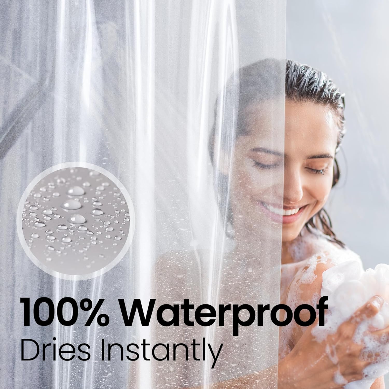 LiBa Bathroom Shower Curtain Waterproof Plastic Shower Curtain Premium PEVA Non-Toxic with Rust Proof Grommets Clear 8G Bathroom Accessories 72x72 - Image 5