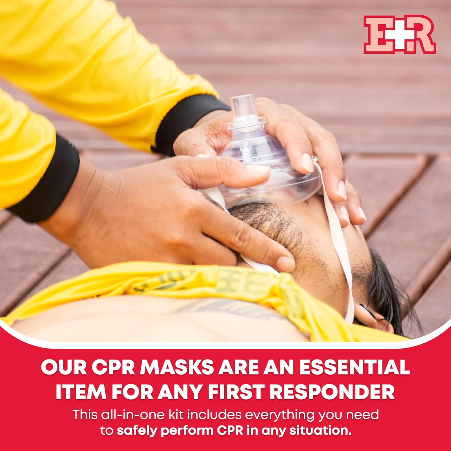 Adult and Infant CPR Mask Combo Kit – Includes 2 CPR Masks with One-Way Valves, Pair of Vinyl Gloves, 2 Alcohol Prep Pads – Portable Emergency CPR Kit – Red - Image 2