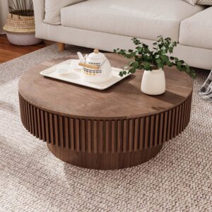 Round Coffee Table with Storage, Mo...