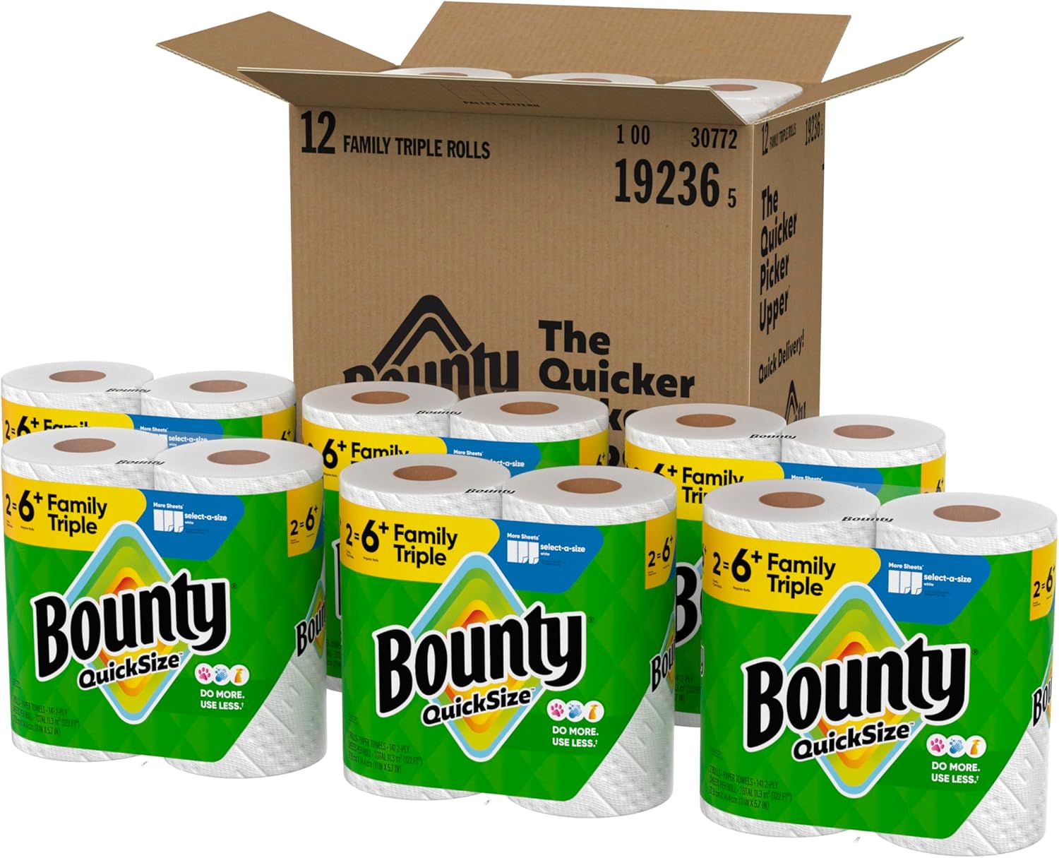 Bounty Quick-Size Paper Towels, White, 12 Family Triple = 40 Regular Rolls - Image 10