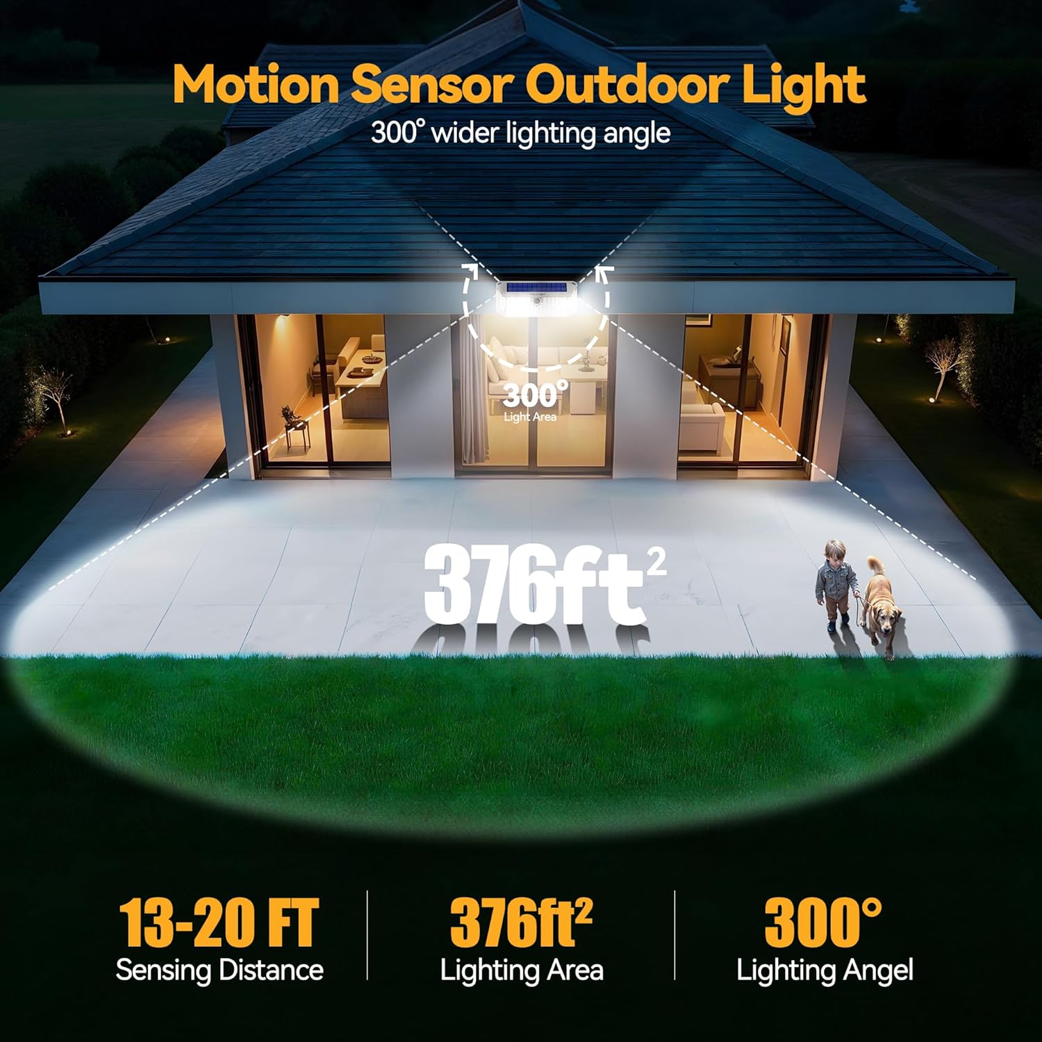 TECKNET 461 LED Solar Powered Outdoor Lights, 270° Angle & 3 Lighting Modes Motion Sensor Light Outdoor, Security Solar Lights Waterproof - 2 Pack, White, Cold Light - Image 6