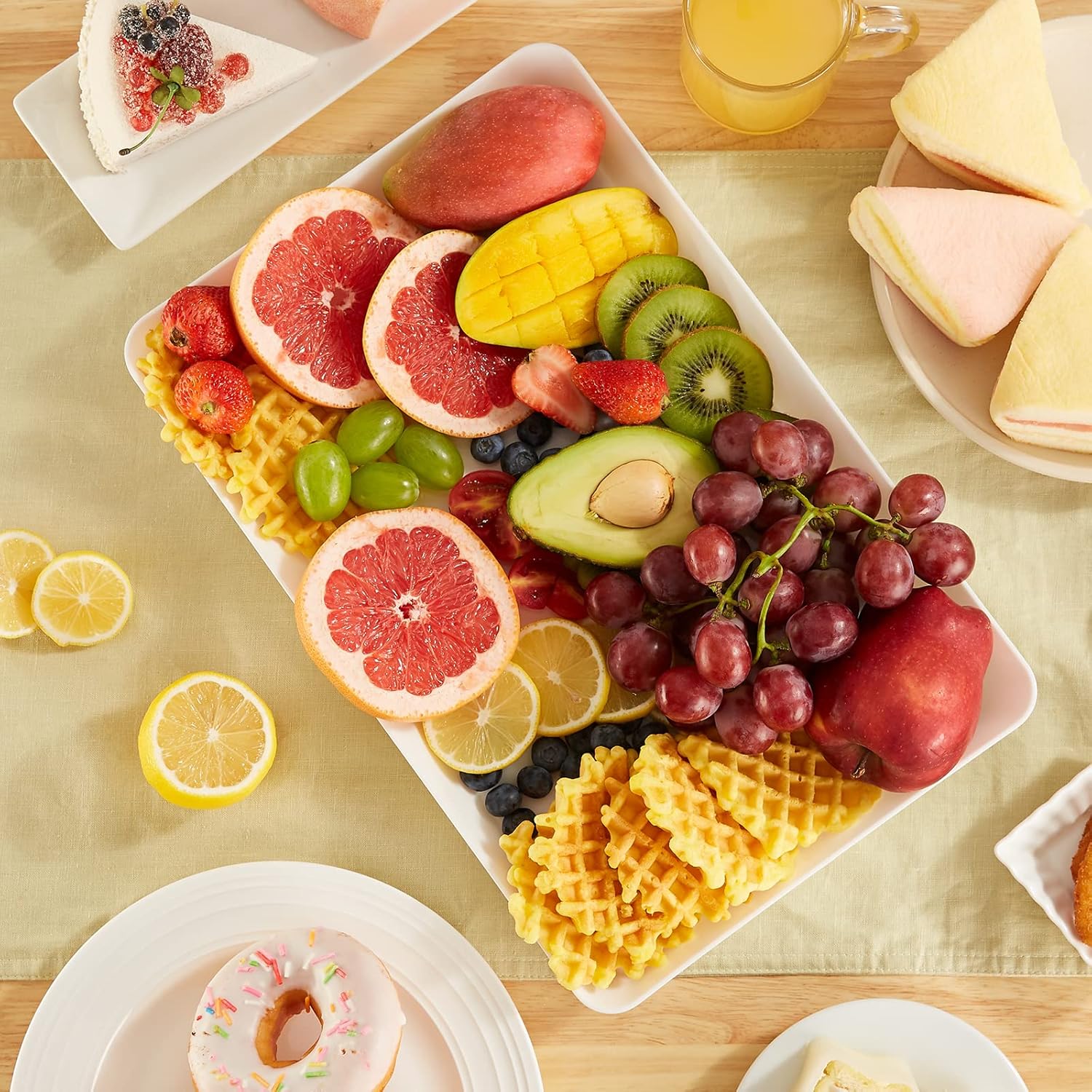Lifewit Reusable Plastic Serving Tray, 15" x 10" White Platters for Party, Large Tray Dishes for Serving Food, Buffet, Snacks, Fruit, Rectangle, Thanksgiving Christmas Essentials, 3 Sets, BPA Free - Image 7