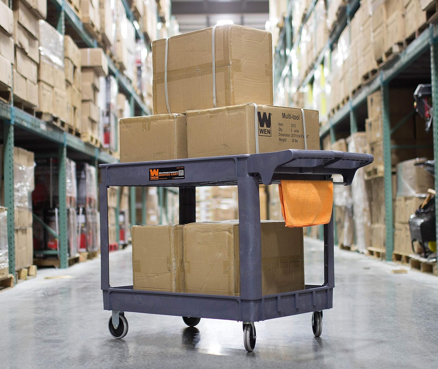 WEN 500-Pound Capacity 46 By 25.5-Inch Extra Wide Service Utility Cart - Image 5