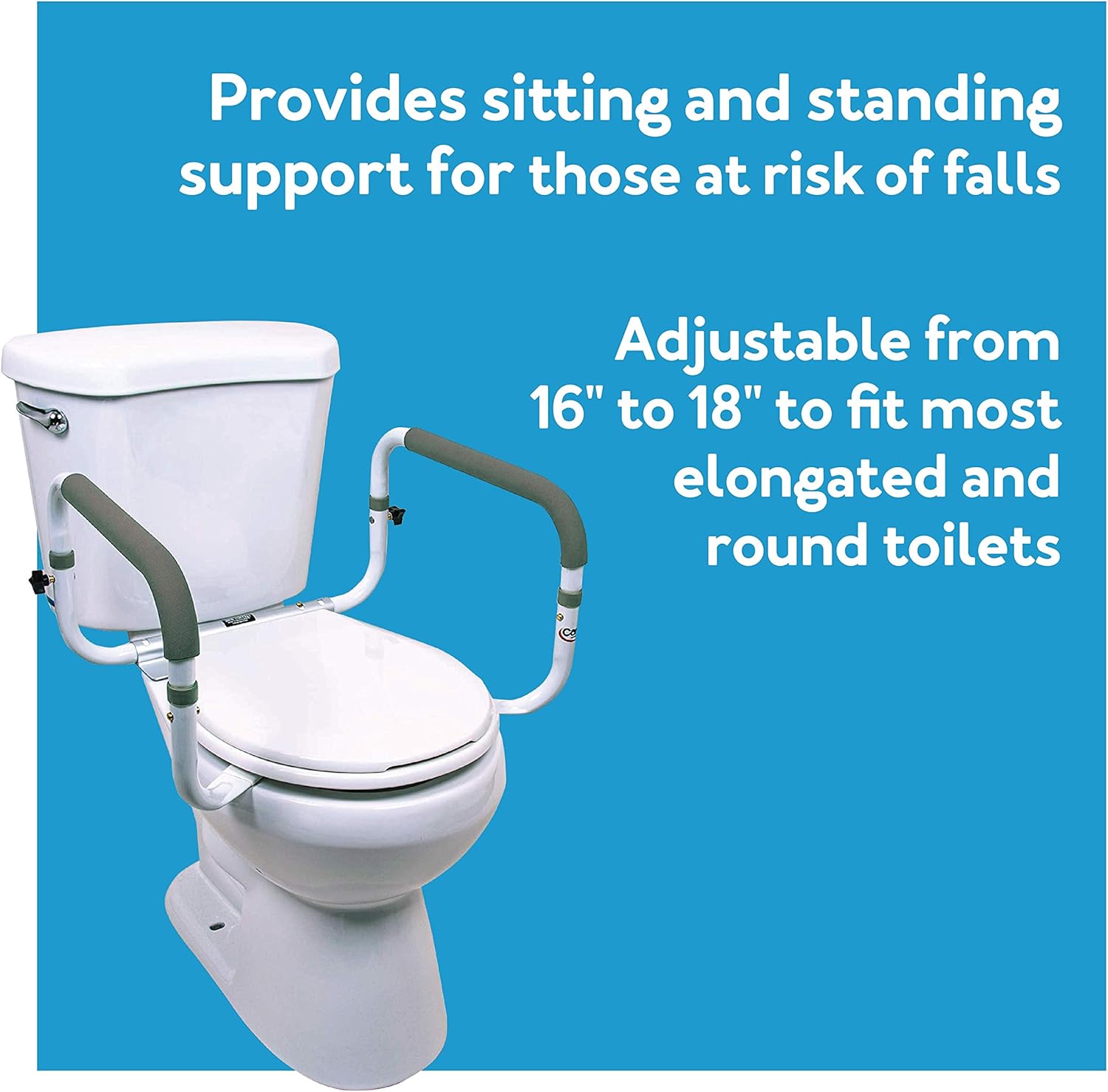 Carex Toilet Safety Frame - Toilet Safety Rails With Adjustable Width - Toilet Rails For Elderly, Handicap, Home Health Care Equipment After Surgery, Supports 300lbs - Image 3