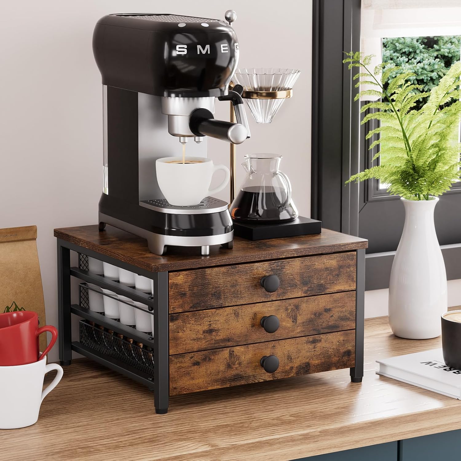 Coffee Pod Holder for Counter, 3 Tier Coffee Pod Drawer for K Cup Capsules, 60 Capacity Pods Storage Organizer Cups Capsule with Sliding Baskets for Coffee Bar, Kitchen - Image 2