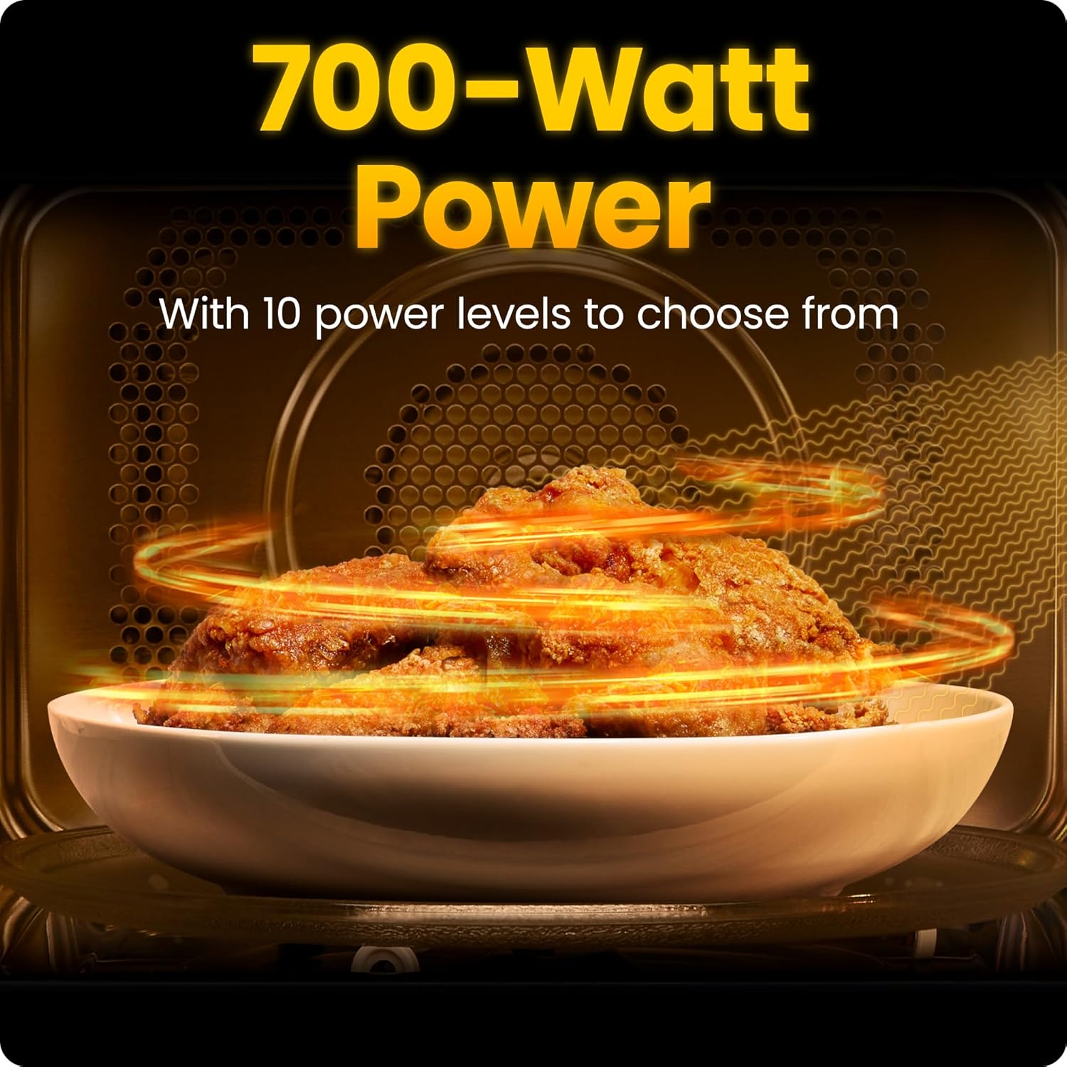 Chefman Countertop Microwave Oven 0.7 Cu. Ft., 700 Watts with 10 Power Levels, 6 Cooking Presets with One-Touch Express Cook, Eco Mode, Child Safety Lock, & Mute Button - Black - Image 4