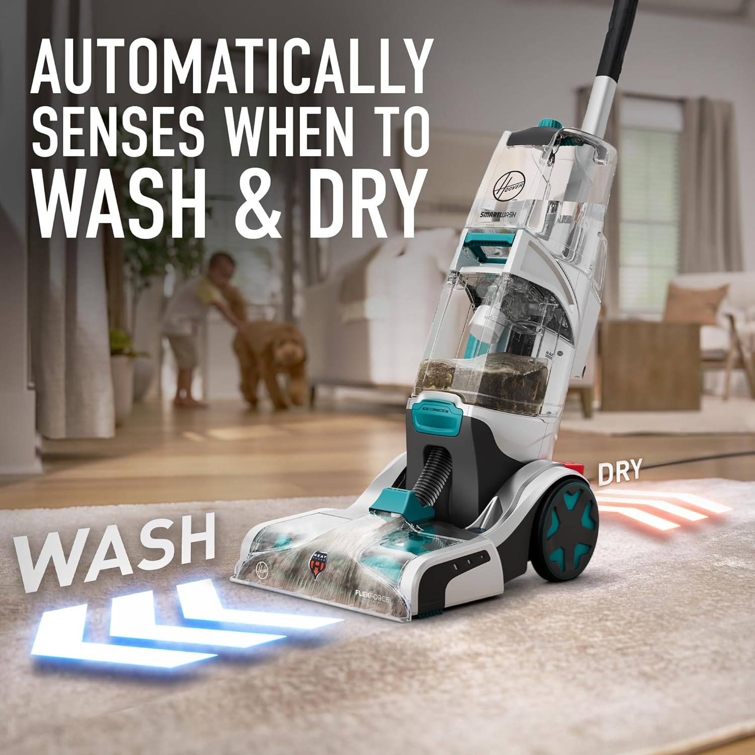 Hoover SmartWash+ Automatic Carpet Cleaner Machine for Carpet and Upholstery, Deep Cleaning Carpet Shampooer Machine, Pair with a Hoover Carpet Cleaner Solution for a Bright, Refreshed Home - Image 2