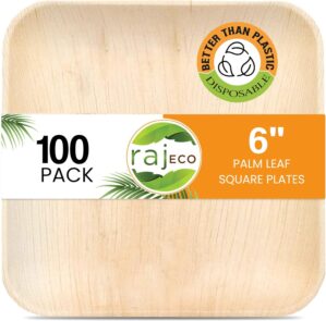 Raj Palm Leaf Plates [100-Pack] 6&#...