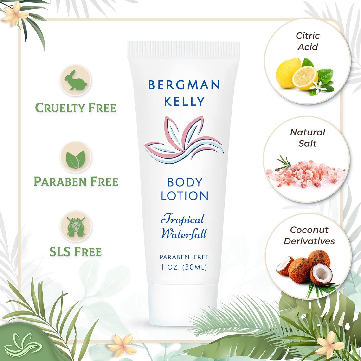 Bergman Kelly - Hotel Toiletries Bundle - Tropical Waterfall, 1 oz each, 100 Pcs - 4-Piece Set: 25 Rectangular Bar Soap, 25 Shampoo, 25 Conditioner & 25 Body Lotion - Bulk Mini Guest Amenities Supply - Image 2