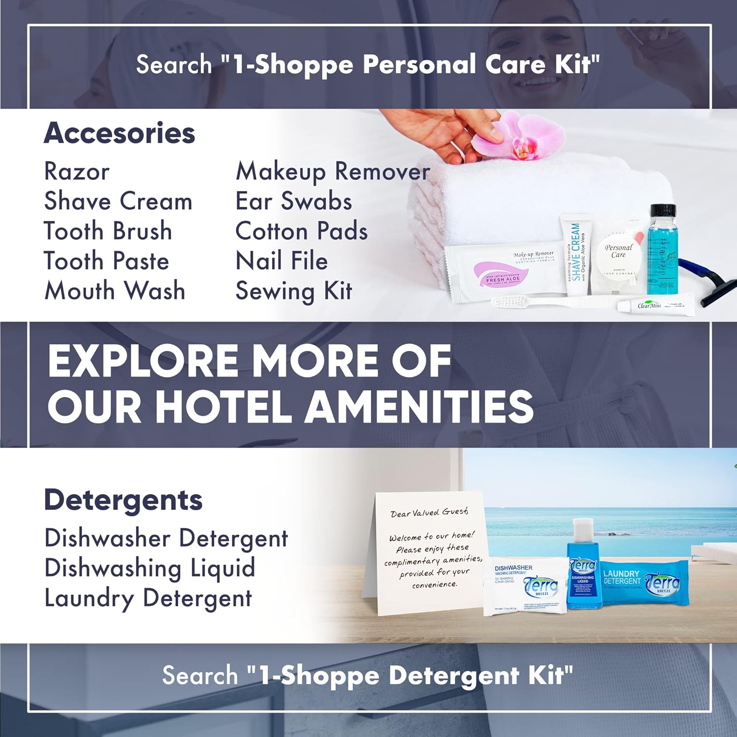H2O Therapy Hotel Soaps & Toiletries Bulk Set | 1-Shoppe Amenities Kit | 0.85oz Shampoo & Conditioner, Body Wash, Lotion, 1oz Bar Soap | Travel Size | 300 Pieces - Image 6