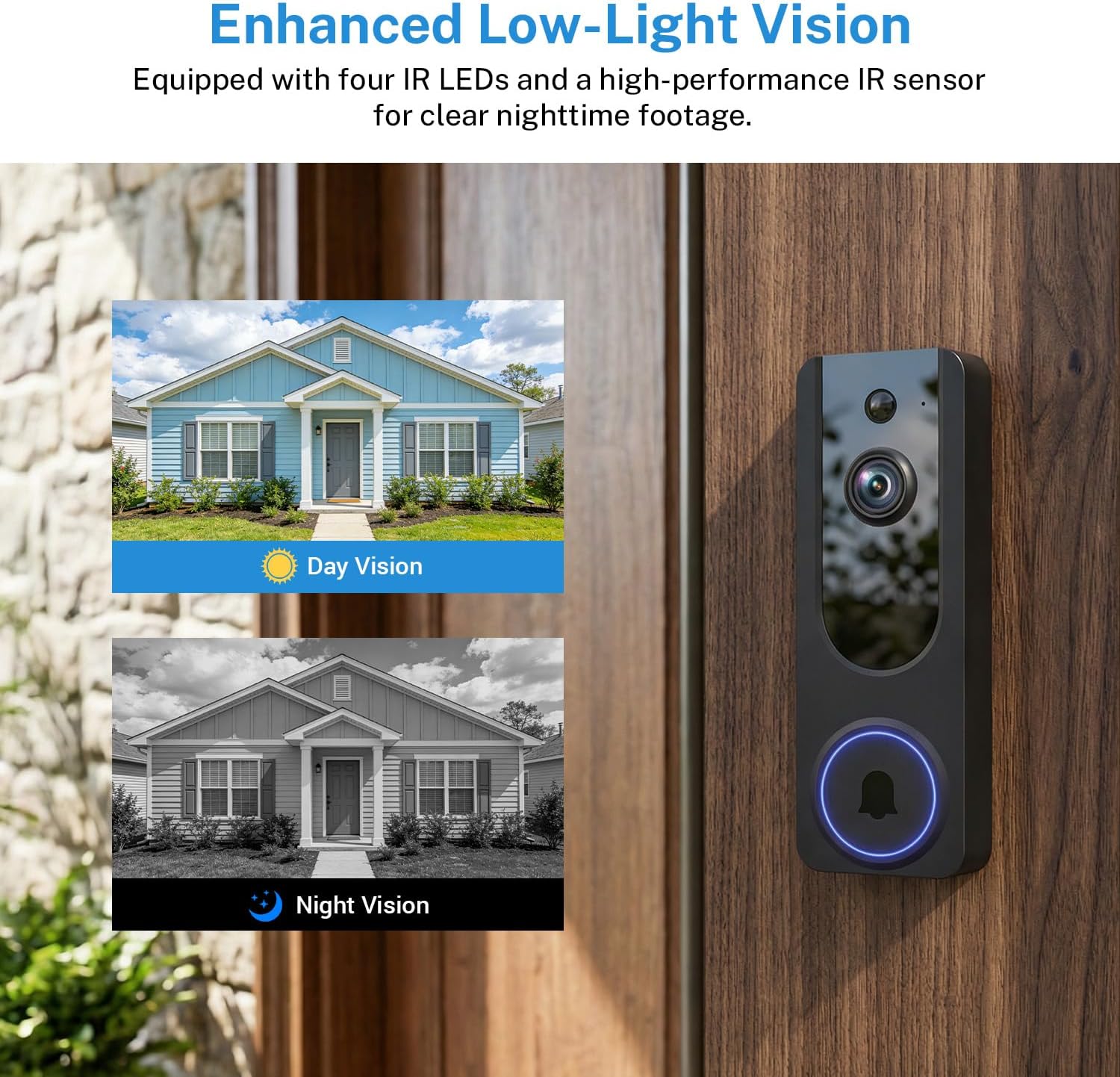 Gazing 1080P Wireless Wi-Fi Doorbell Camera for Home Safety, Night Vision, 2-Way Audio, Cloud Storage, AI Human and Motion Detection, Live View, Battery Powered, Indoor Outdoor Surveillance - Image 5