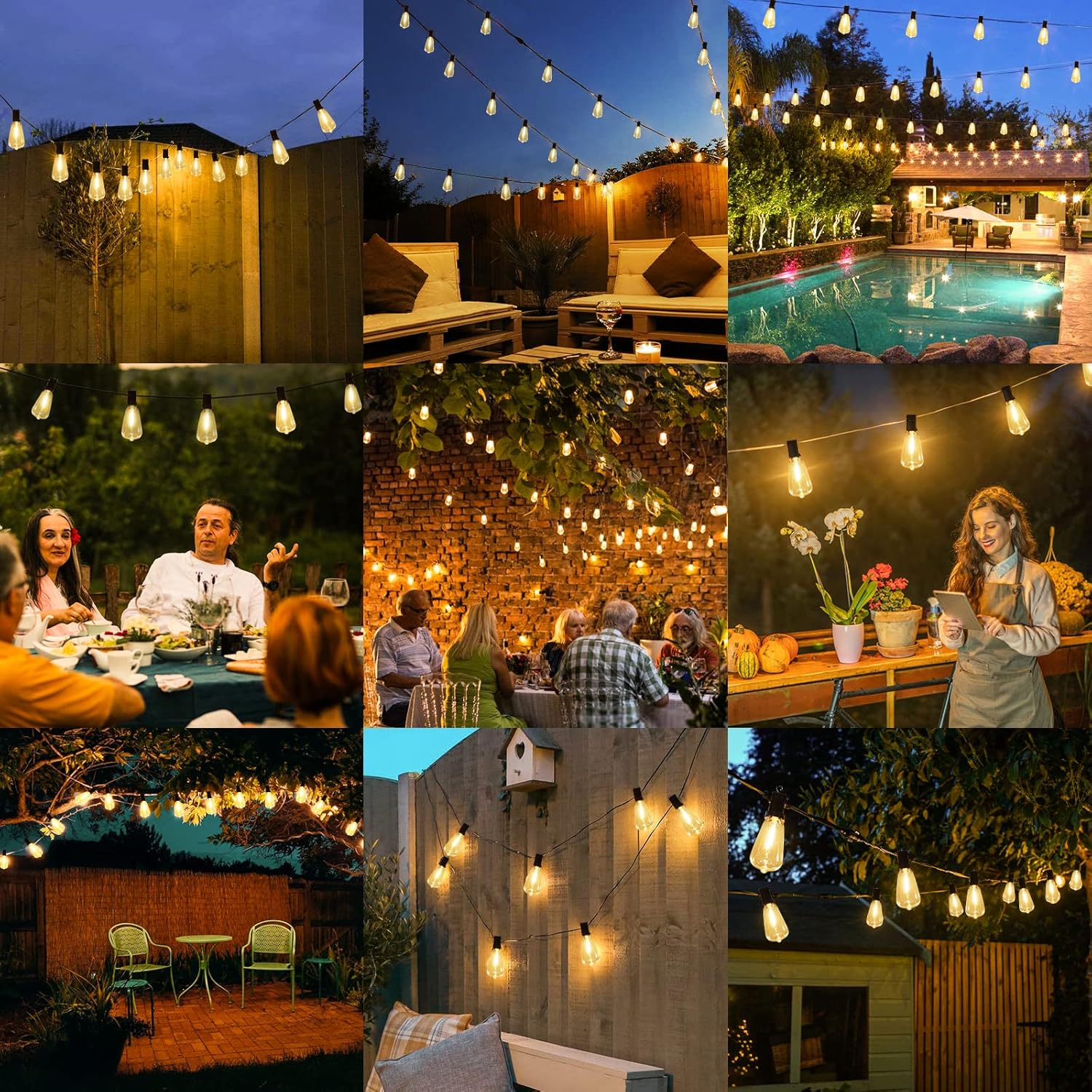 Brightever 50FT Outdoor String Lights Waterproof, 2700K Bright LED Patio Lights with 27 ST38 Shatterproof Vintage Bulbs, Retro Connectable Edison String Lights for Outside, Garden, Balcony, Porch - Image 7