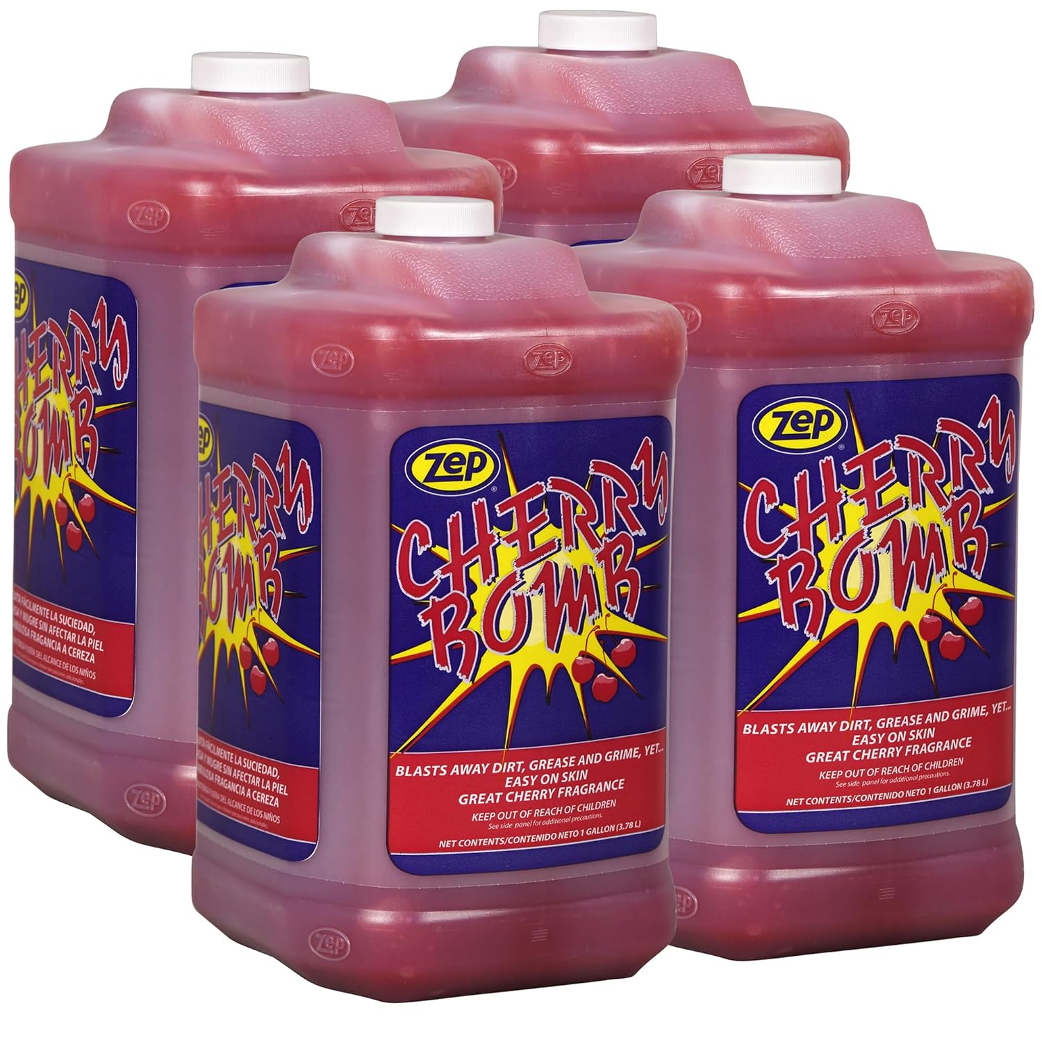 Zep Cherry Bomb Hand Cleaner - 1 Gallon (Case of 4) 95124 - Removes Stubborn Industrial Soils Such As Grease, Tar, Carbon, Asphalt, Inks, Resins, Paints and Adhesives